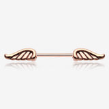 A Pair of Rose Gold Angel Wing Nipple Barbell Ring-Rose Gold