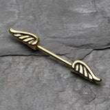Detail View 1 of A Pair of Golden Angel Wing Nipple Barbell Ring-Gold