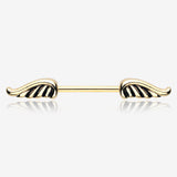 A Pair of Golden Angel Wing Nipple Barbell Ring-Gold