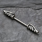 Detail View 1 of A Pair of Angel Wing Nipple Barbell Ring-Steel