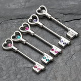 Detail View 1 of A Pair of Heart Key Nipple Barbell Ring-Pink