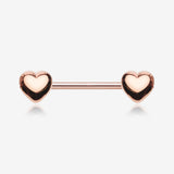 A Pair of Rose Gold Classic Fluffy Heart Steel Nipple Barbell