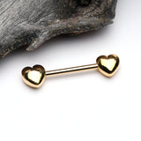 Detail View 1 of A Pair of Golden Classic Fluffy Heart Steel Nipple Barbell