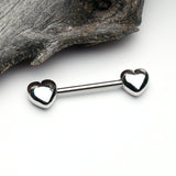 A Pair of Classic Fluffy Heart Steel Nipple Barbell