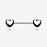 A Pair of Classic Fluffy Heart Steel Nipple Barbell