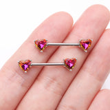 Detail View 2 of A Pair of Iridescent Heart Sparkle Nipple Barbell-Light Rainbow