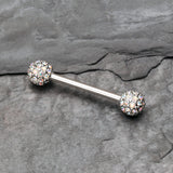 Detail View 1 of A Pair of Sparkle Multi-Gem Paved Nipple Barbell Ring-Aurora Borealis