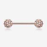 A Pair of Rose Gold Sparkle Multi-Gem Paved Nipple Barbell Ring