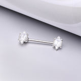 Detail View 1 of A Pair of Sparkle Renaissance Princess Cut Nipple Barbell-Clear Gem