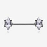 A Pair of Sparkle Renaissance Princess Cut Nipple Barbell