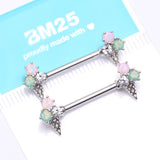 Detail View 4 of A Pair of Adorable Mixed Flavor Ice Cream Cone Nipple Barbell-Clear Gem/Rose Water Opal/Aqua