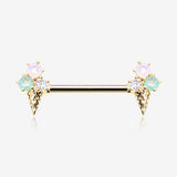 A Pair of Golden Adorable Mixed Flavor Ice Cream Cone Nipple Barbell
