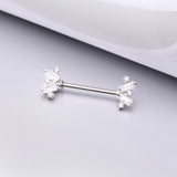 Detail View 1 of A Pair of Sparkle Overload ZigZag Nipple Barbell-Clear Gem