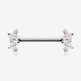 A Pair of Sparkle Overload ZigZag Nipple Barbell-Clear Gem