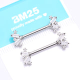Detail View 4 of A Pair of Sparkle Overload ZigZag Nipple Barbell-Clear Gem