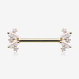 A Pair of Golden Sparkle Overload ZigZag Nipple Barbell