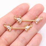 Detail View 2 of A Pair of Golden Luscious Sparkle Butterfly Elegance Nipple Barbell-Clear Gem