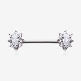 A Pair of Grand Luria Floral Sparkle Nipple Barbell
