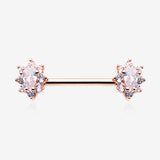 A Pair of Rose Gold Grand Luria Floral Sparkle Nipple Barbell