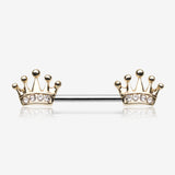A Pair of Golden Princess Crown Nipple Barbell