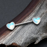 Detail View 1 of A Pair of Iridescent Revo Heart Nipple Barbell