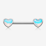 A Pair of Iridescent Revo Heart Nipple Barbell