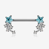 A Pair of Shooting Star Sparkles Nipple Barbell