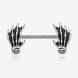 A Pair of Skeleton Hands of Death Steel Nipple Barbell