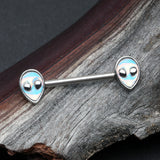 Detail View 1 of A Pair of Iridescent Revo Alien Head Nipple Barbell
