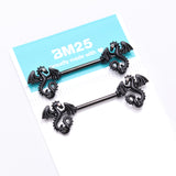Detail View 3 of A Pair of Blackline Jeweled Eye Dragon Sparkle Nipple Barbell-Aurora Borealis