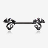 A Pair of Blackline Jeweled Eye Dragon Sparkle Nipple Barbell
