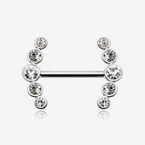A Pair of Dainty Sparkle Ray Multi-Gem Nipple Ring