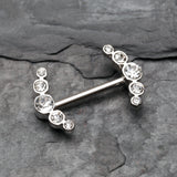 Detail View 1 of A Pair of Dainty Sparkle Ray Multi-Gem Nipple Ring-Clear Gem