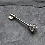 Detail View 1 of A Pair of Royal Crown Key Nipple Barbell Ring-Clear Gem