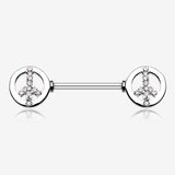 A Pair of Bling Peace Nipple Barbell Ring