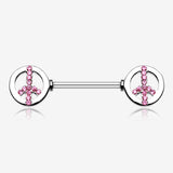 A Pair of Bling Peace Nipple Barbell Ring-Pink