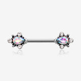 A Pair of Vintage Thorn Filigree Gem Sparkle Nipple Barbell