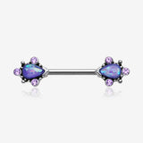 A Pair of Vintage Thorn Filigree Opal Sparkle Nipple Barbell