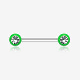 Acrylic Gem Ball Nipple Barbell Ring-Green/Clear