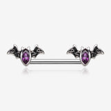 A Pair of Victorian Goth Bat Sparkle Nipple Barbell