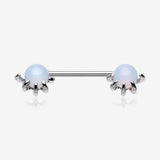 A Pair of Moonstone Orb Shine Skeleton Hand Nipple Barbell