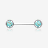 A Pair of Turquoise Stone Nipple Barbell Ring