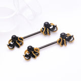 Detail View 1 of A Pair of Blackline Kraken Sea Monster Nipple Barbell