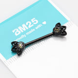 Detail View 2 of A Pair of Blackline Vintage Floral Mistress Sparkle Nipple Barbell-Black/Vitrail Medium