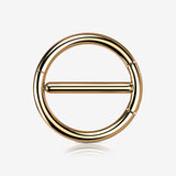 A Pair of Rose Gold Dual Hinged Classic Hoop Nipple Clicker
