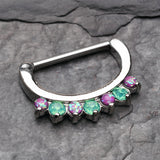 Detail View 1 of A Pair of Opal Sparkle Deuce Nipple Clicker-Purple/Green