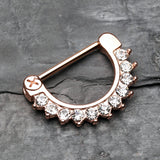 Detail View 1 of Rose Gold Glistening Multi-Gem Nipple Clicker-Clear Gem