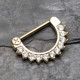 Detail View 1 of Golden Glistening Multi-Gem Nipple Clicker-Clear Gem