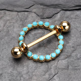 Detail View 1 of Golden Aureole Turquoise Nipple Shield Ring-Turquoise