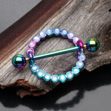 Detail View 1 of A Pair of Colorline Iridescent Sparkle Karma Circle Nipple Shield-Rainbow